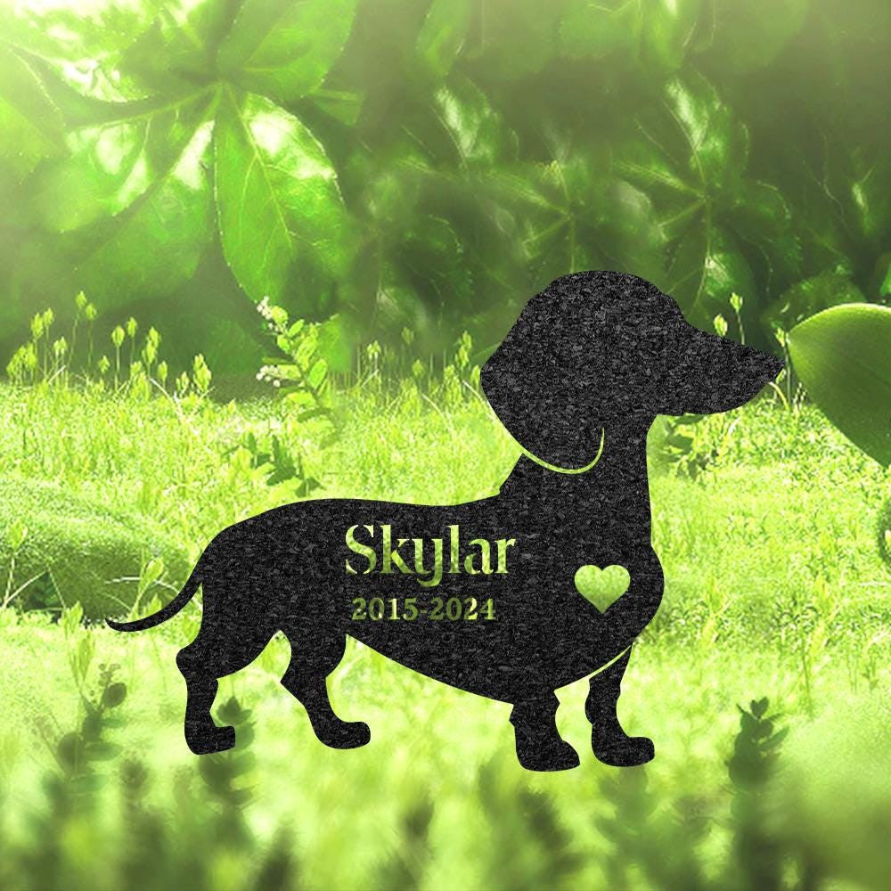 Custom Dachshund Memorial Stake Dog Name Sign Pet Grave Marker Metal Dog Sign For Garden Outdoor Grave Plaque Dachshund Lover Gift