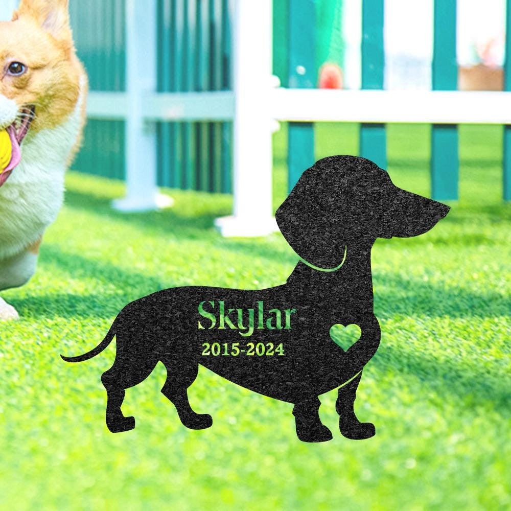 Custom Dachshund Memorial Stake Dog Name Sign Pet Grave Marker Metal Dog Sign For Garden Outdoor Grave Plaque Dachshund Lover Gift
