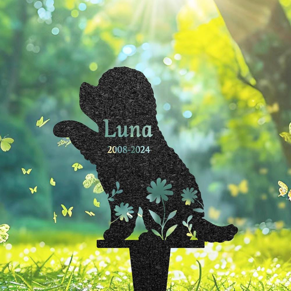 Custom Toy Poodle Dog Memorial Grave Marker Pet Plaque Burial Stake Personalized Engraved Dog Name Keepsake Garden Sign Pet Loss Gift