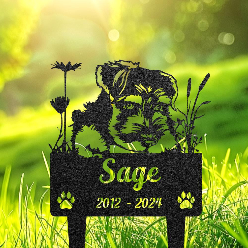 Custom Miniature Schnauzer Dog Memorial Plaque Personalized Dog Grave Marker Remembrance Stake Pet Loss Gift Pet Burial Stake Yard Sign