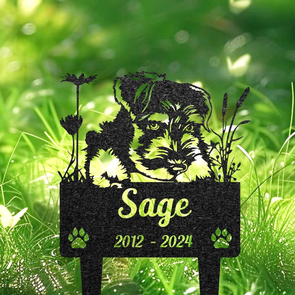 Custom Miniature Schnauzer Dog Memorial Plaque Personalized Dog Grave Marker Remembrance Stake Pet Loss Gift Pet Burial Stake Yard Sign