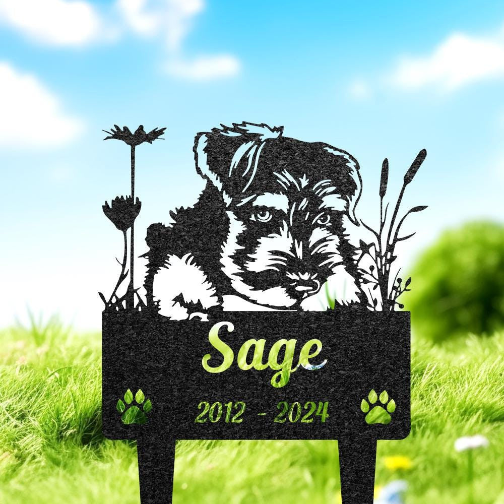 Custom Miniature Schnauzer Dog Memorial Plaque Personalized Dog Grave Marker Remembrance Stake Pet Loss Gift Pet Burial Stake Yard Sign