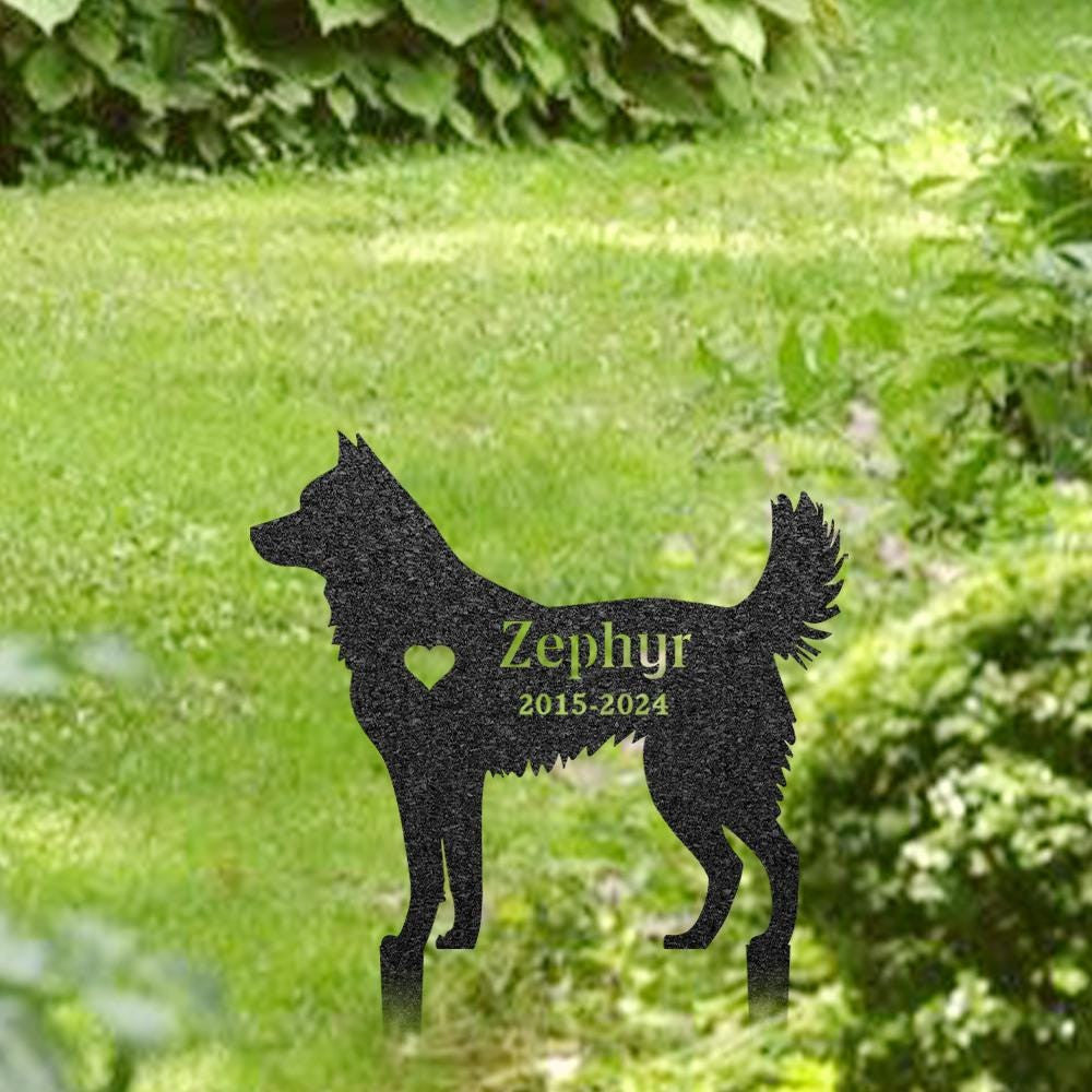 Alaskan Klee Kai Dog Memorial Stake Custom Metal Garden Sign Pet Grave Marker Metal Engraved Name Sign Sympathy Sign Dog Loss Gift