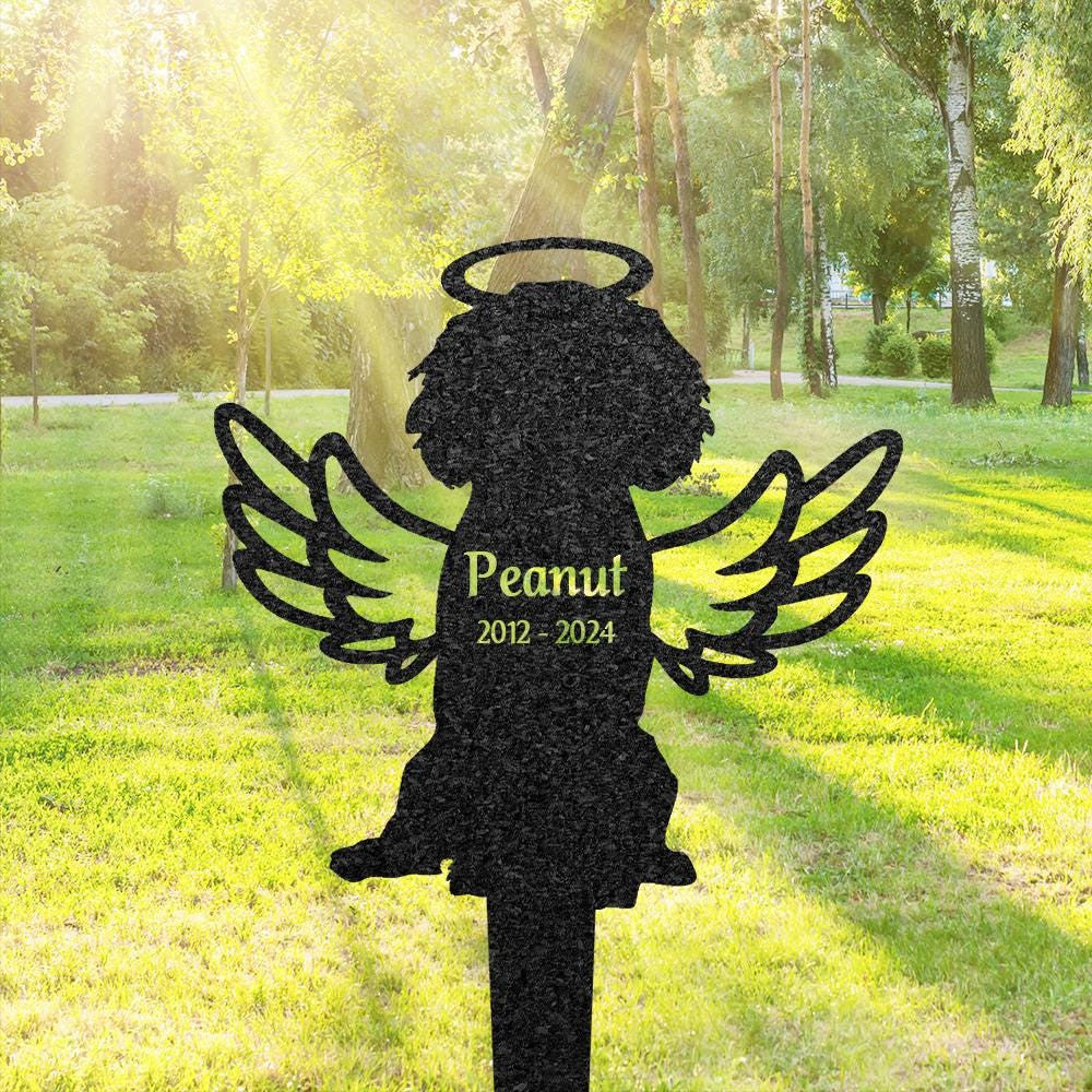 Personalized Cavalier King Charles Spaniel Memorial Plaque Custom Dog Metal Garden Sign Pet Grave Marker With Angel Wings Pet Loss Gift