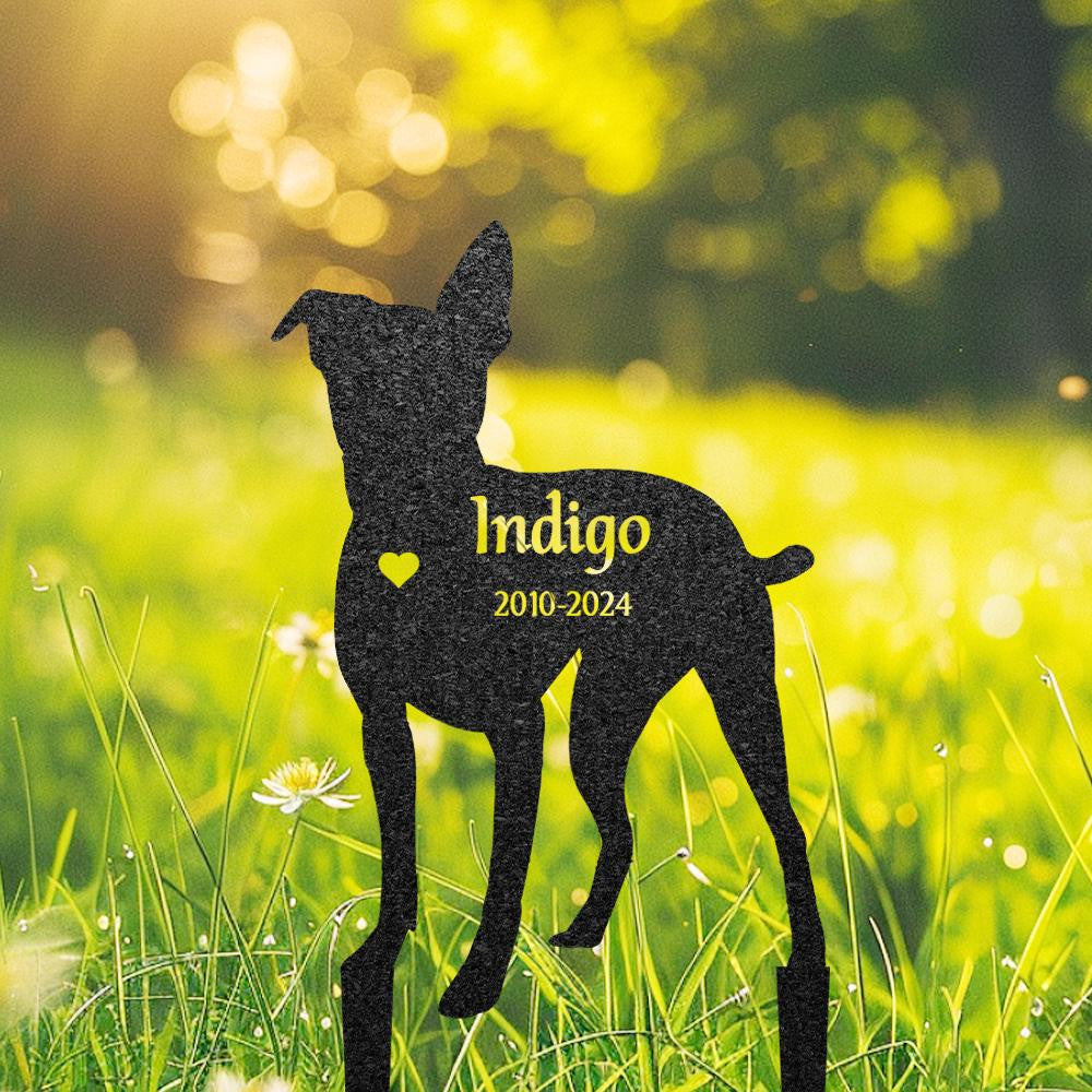 Rat Terrier Memorial Stake Custom Metal Garden Sign Pet Grave Marker Personalized Engraved Name Sign Remembrance Stake Dog Loss Gift