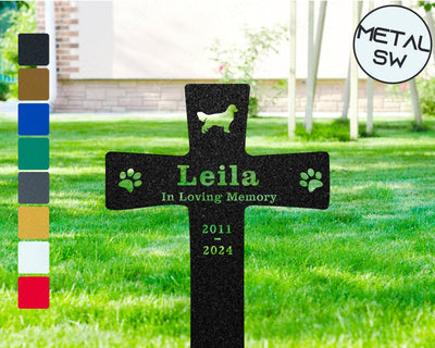 Golden Retriever Metal Grave Marker Cross Personalized Remembrance Stake Memorial Plaques Pet Memorial Garden Pet Cemetery Stake Dog Loss