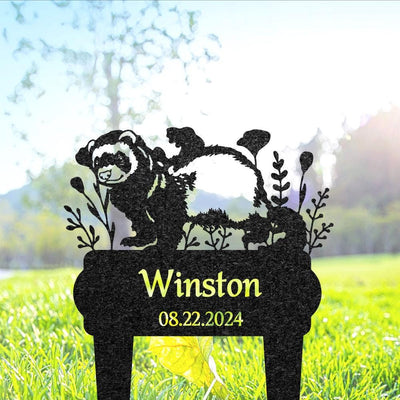 Personalized Ferret Grave Marker Custom Pet Memorial Metal Garden Sign Pet Tombstone Outdoor Flowerbed Decor Pet Cemetery Marker