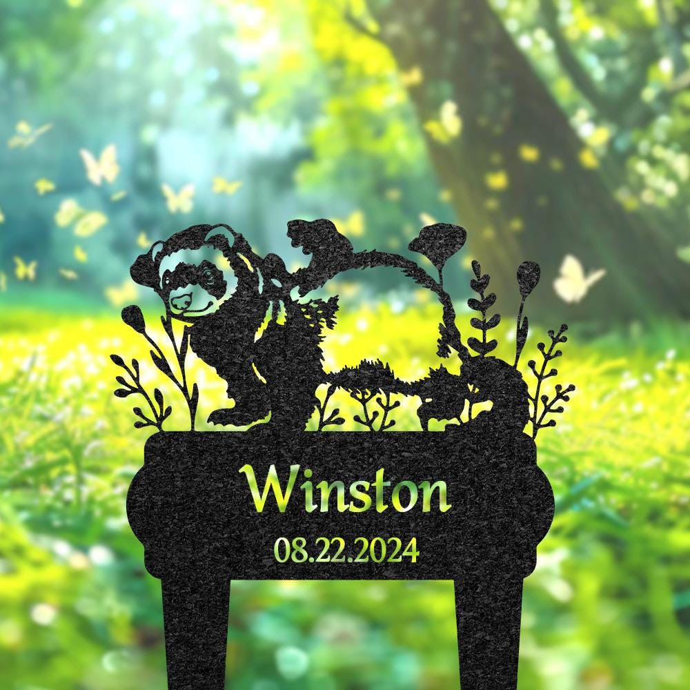 Personalized Ferret Grave Marker Custom Pet Memorial Metal Garden Sign Pet Tombstone Outdoor Flowerbed Decor Pet Cemetery Marker