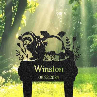 Personalized Ferret Grave Marker Custom Pet Memorial Metal Garden Sign Pet Tombstone Outdoor Flowerbed Decor Pet Cemetery Marker