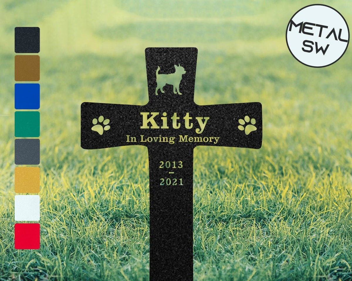 Personalized Chihuahua Metal Grave Marker Cross Pet Loss Gift Memorial Plaques For Yard Chihuahua Memorial Garden Cemetery Metal Garden Sign
