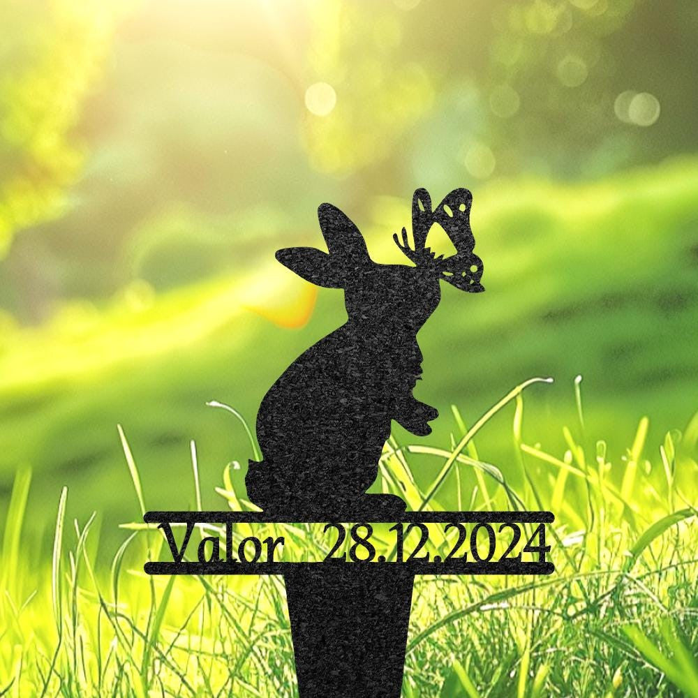 Personalized Rabbit Grave Marker Custom Bunny Memorial Metal Garden Sign Pet Tombstone Outdoor Flowerbed Decor Pet Cemetery Marker