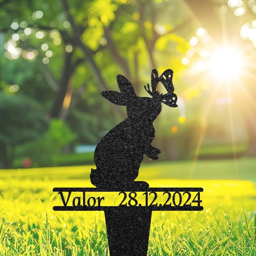 Personalized Rabbit Grave Marker Custom Bunny Memorial Metal Garden Sign Pet Tombstone Outdoor Flowerbed Decor Pet Cemetery Marker