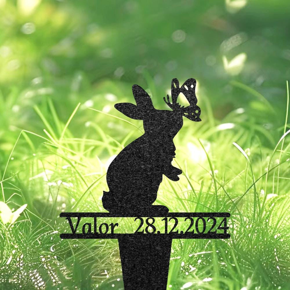 Personalized Rabbit Grave Marker Custom Bunny Memorial Metal Garden Sign Pet Tombstone Outdoor Flowerbed Decor Pet Cemetery Marker