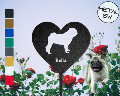 Personalized Pug Memorial Plaque Pug Breed Dog Garden Stake Personalized Dog Silhouette Sign Pug Grave Marker Pug Lawn Ornament
