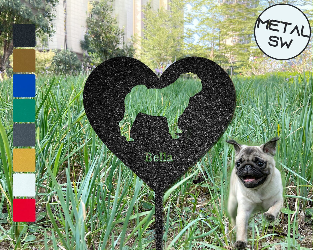 Personalized Pug Memorial Plaque Pug Breed Dog Garden Stake Personalized Dog Silhouette Sign Pug Grave Marker Pug Lawn Ornament