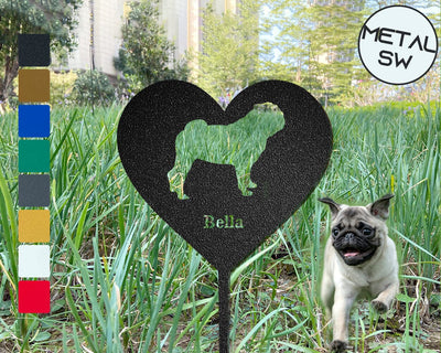 Personalized Pug Memorial Plaque Pug Breed Dog Garden Stake Personalized Dog Silhouette Sign Pug Grave Marker Pug Lawn Ornament