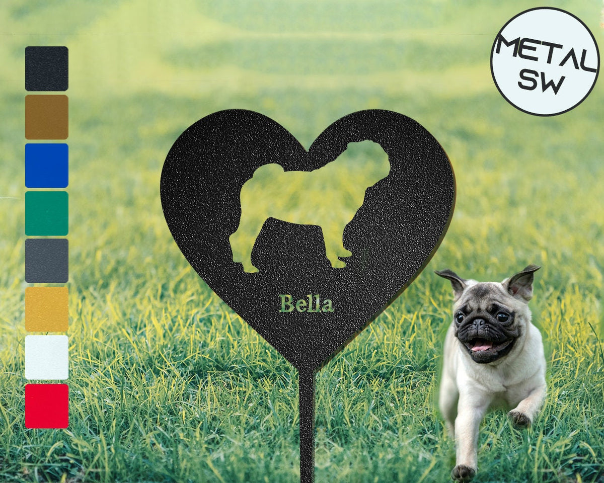 Personalized Pug Memorial Plaque Pug Breed Dog Garden Stake Personalized Dog Silhouette Sign Pug Grave Marker Pug Lawn Ornament