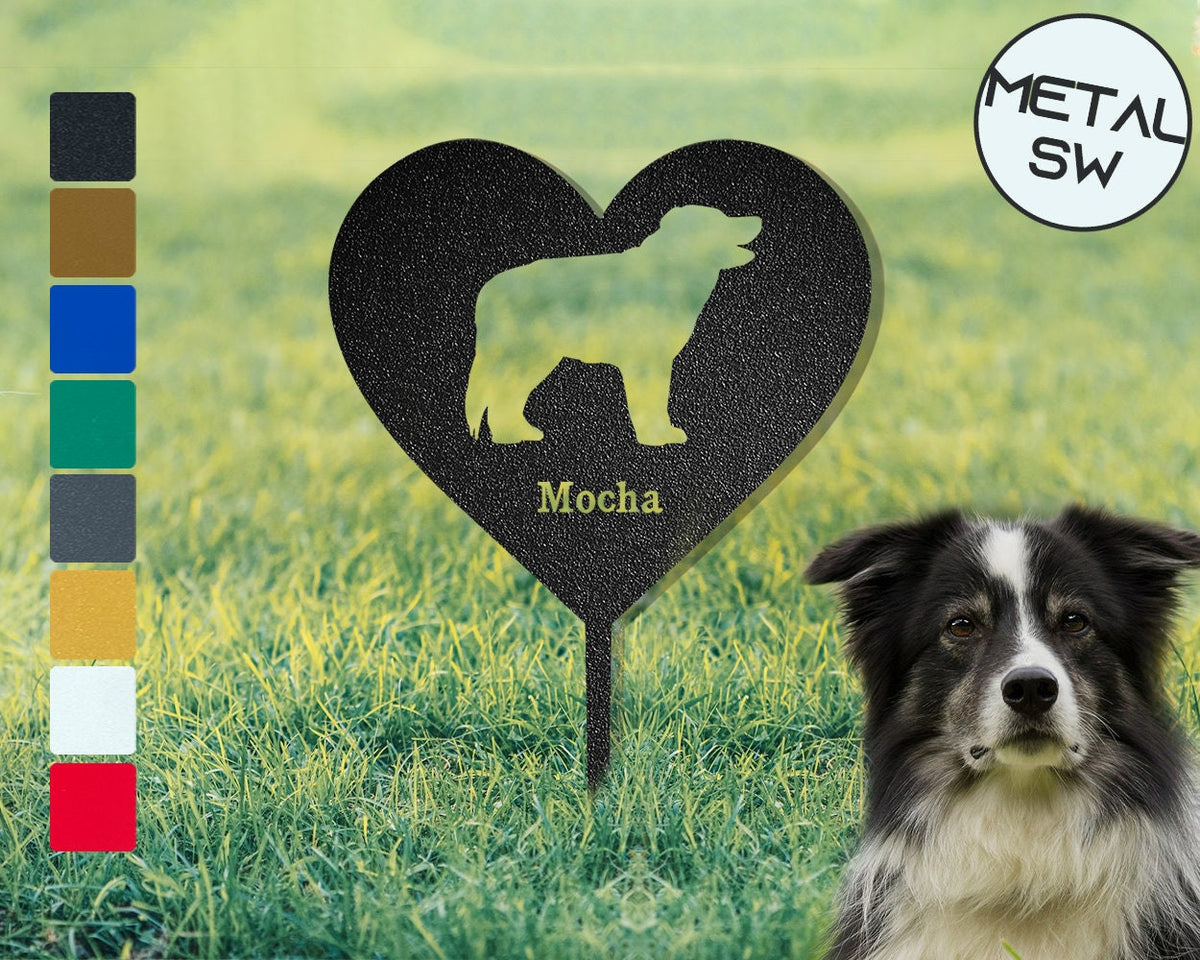 Metal Border Collie Memorial Sign With Stakes Personalized Border Collie Grave Marker Custom Dog Memorial Plaque Dog Grave Marker