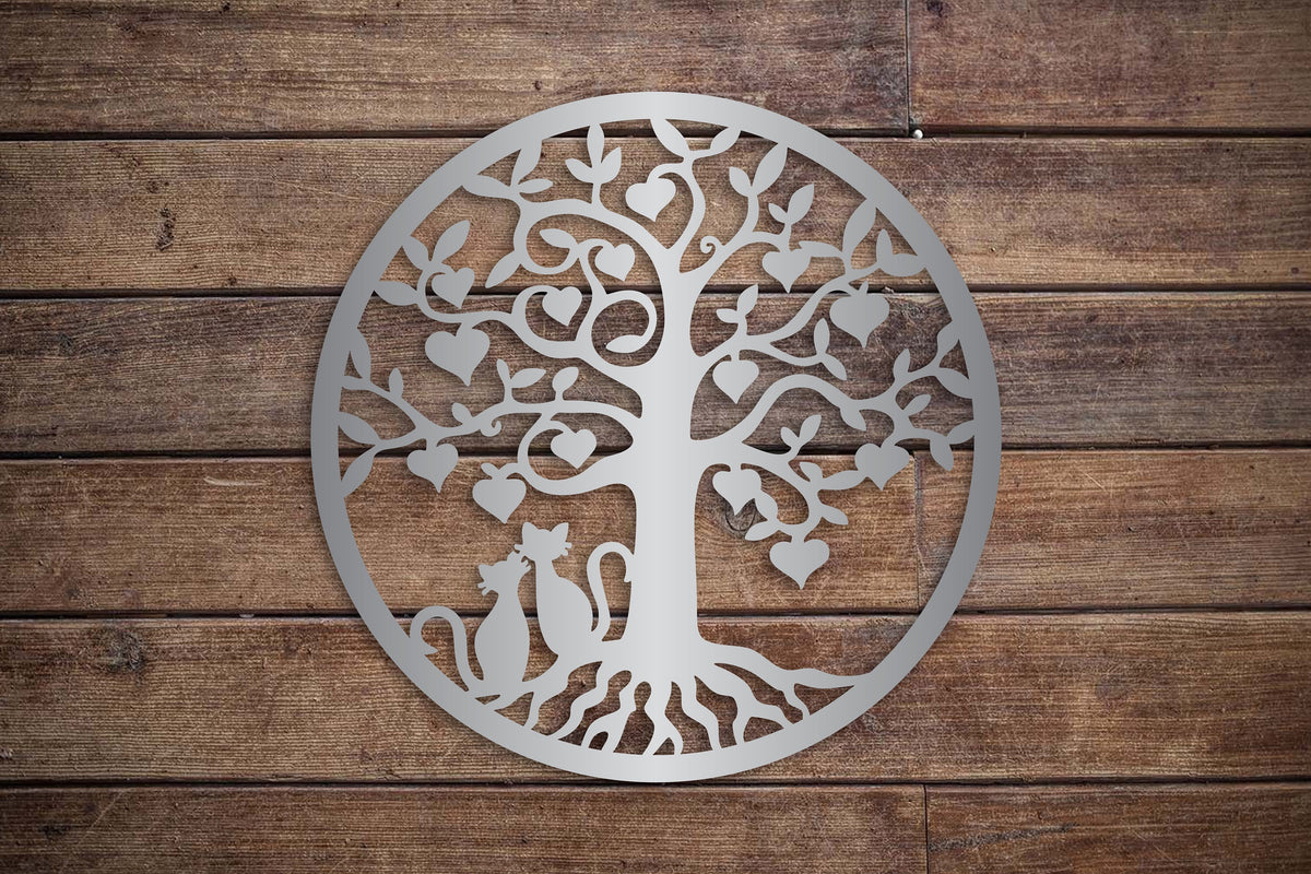 Tree Of Life With Cats - Metal Wall Decor With Cats- Wall Decor - Patio Sign - Housewarming Gift - New House - Wedding Gift - Christmas