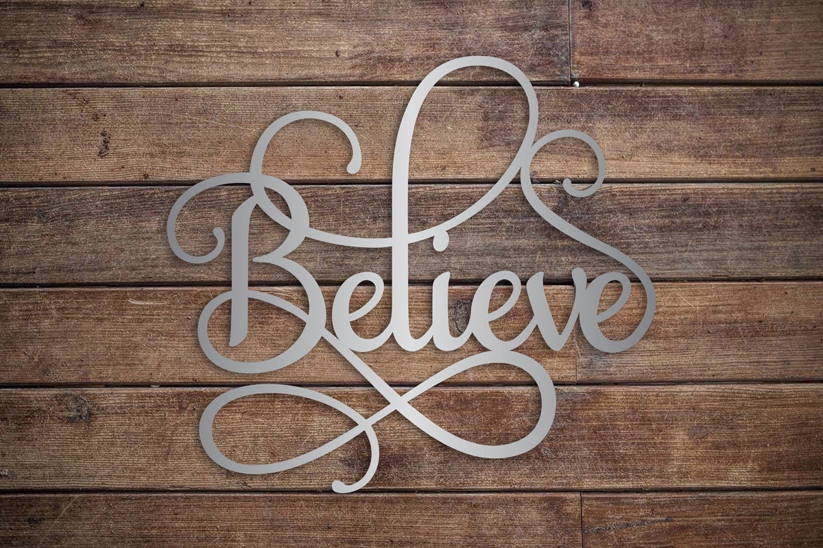 Believe Word Art Metal Wall Art Home Decor Metal Wall Decor Script Housewarming Gift Beautiful Home Inspirational - Christmas Gift