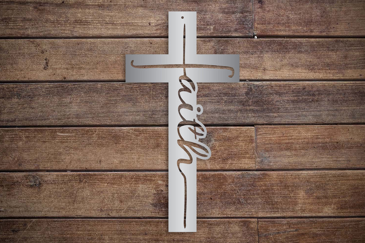 Faith Cross Metal Wall Hanging - Faith Cross Metal Sign - Door Decor - Wall Hanging - Christian Faith Easter Decor - Housewarming Christmas