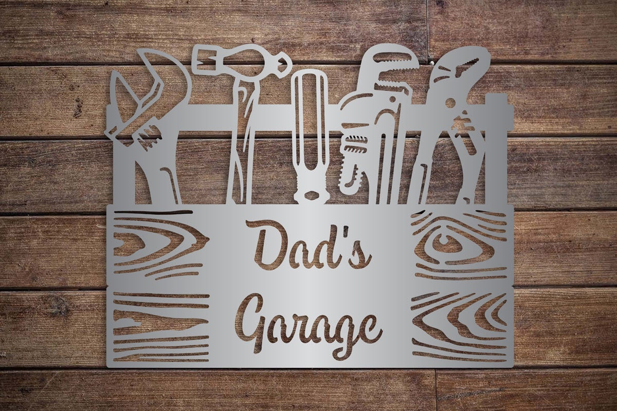 Dad's Garage Toolbox Metal Sign - Garage Decor Man Cave - Gifts For Dad - Father's Day - Dad's Birthday Gift - Christmas - Wall Decor
