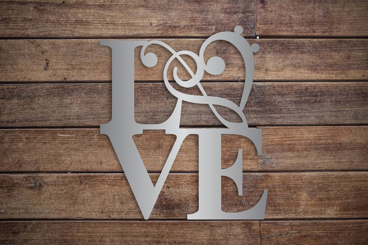 Love Music Metal Sign - Music Room Decor - Music Lover - Instrumental Love Sign - Love Wall Hanging - Gift Music Teacher - Christmas Gift
