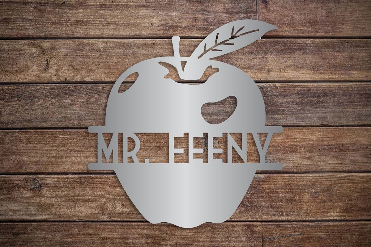 Personalized Apple Back To School Metal Wall Hanging - Gift For Teacher - Apple School Sign Personalized - Student - Principal - Christmas