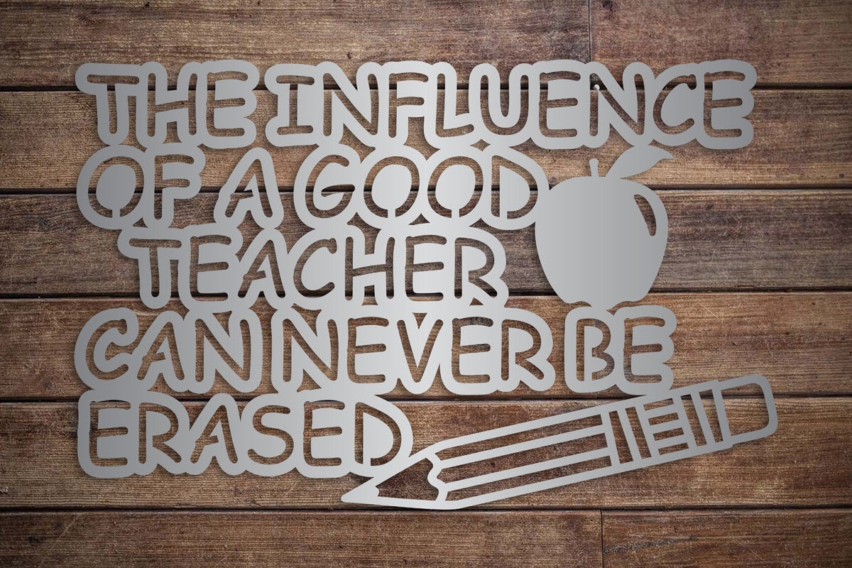 The Influence Of A Good Teacher Can Never Be Erased Metal Sign - Metal Wall Hanging - Homeschool - Teacher Gift - Classroom Decor- Christmas