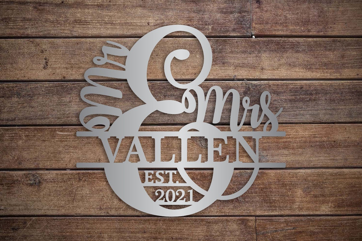 Mr And Mrs Established Date Metal Wedding Sign - Personalized Wedding Sign - Wedding Gift - Anniversary Gift - Valentine - Christmas Gift