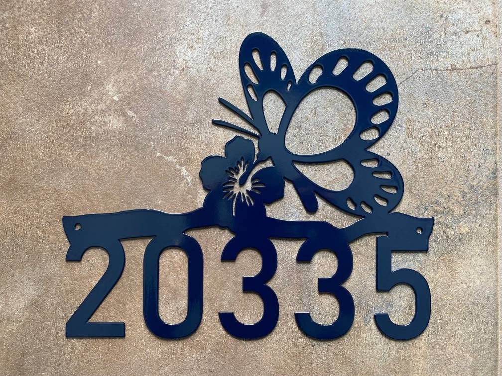Custom Metal Address Sign Metal House Numbers Address Plaque Address Number Sign Butterfly And Flower Address Sign Porch Christmas Gift