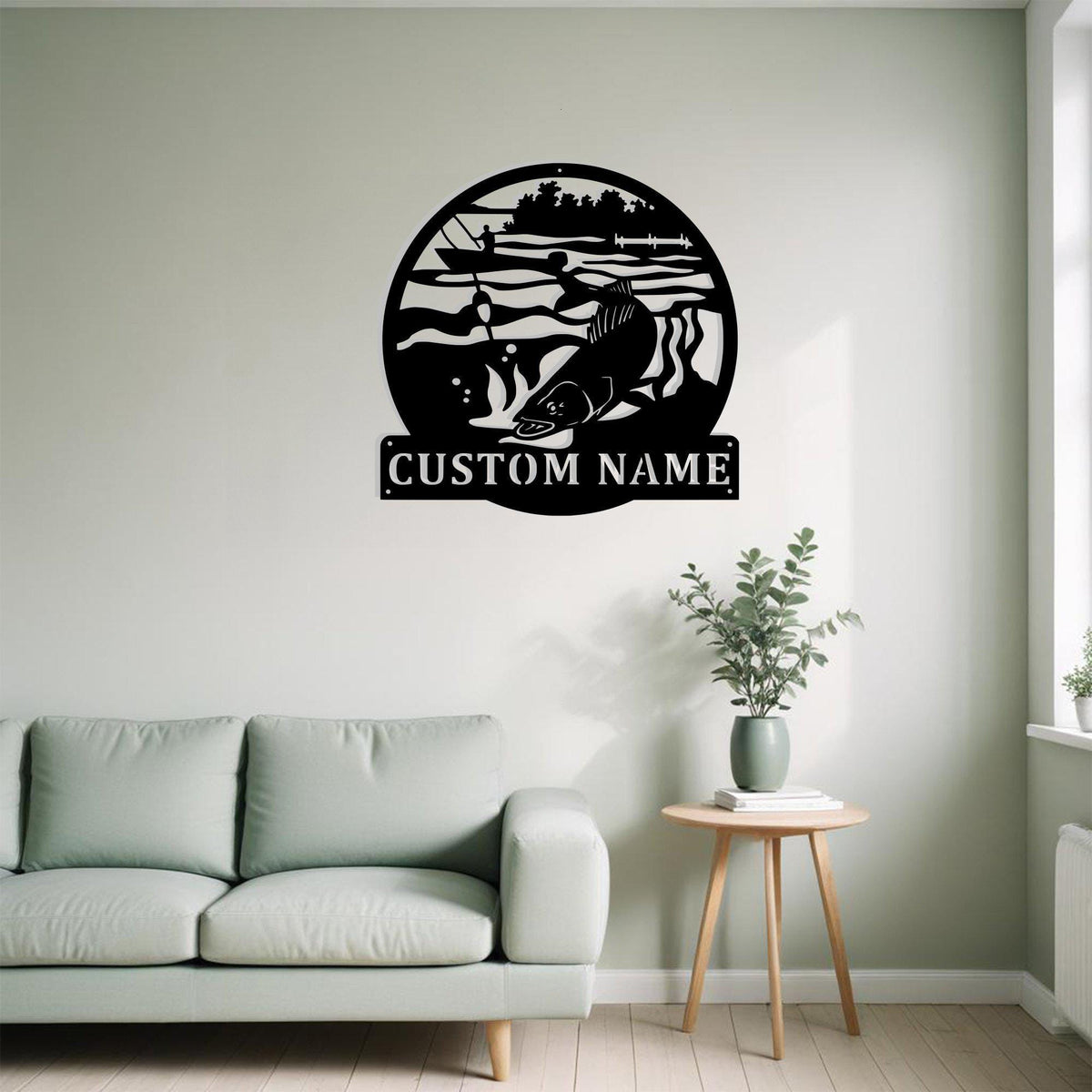 Custom Walleye Fishing Metal Sign Wall Art With Led Light Personalized Walleye Fisher Name Sign Decoration For Room Fish Metal Led Wall Decor