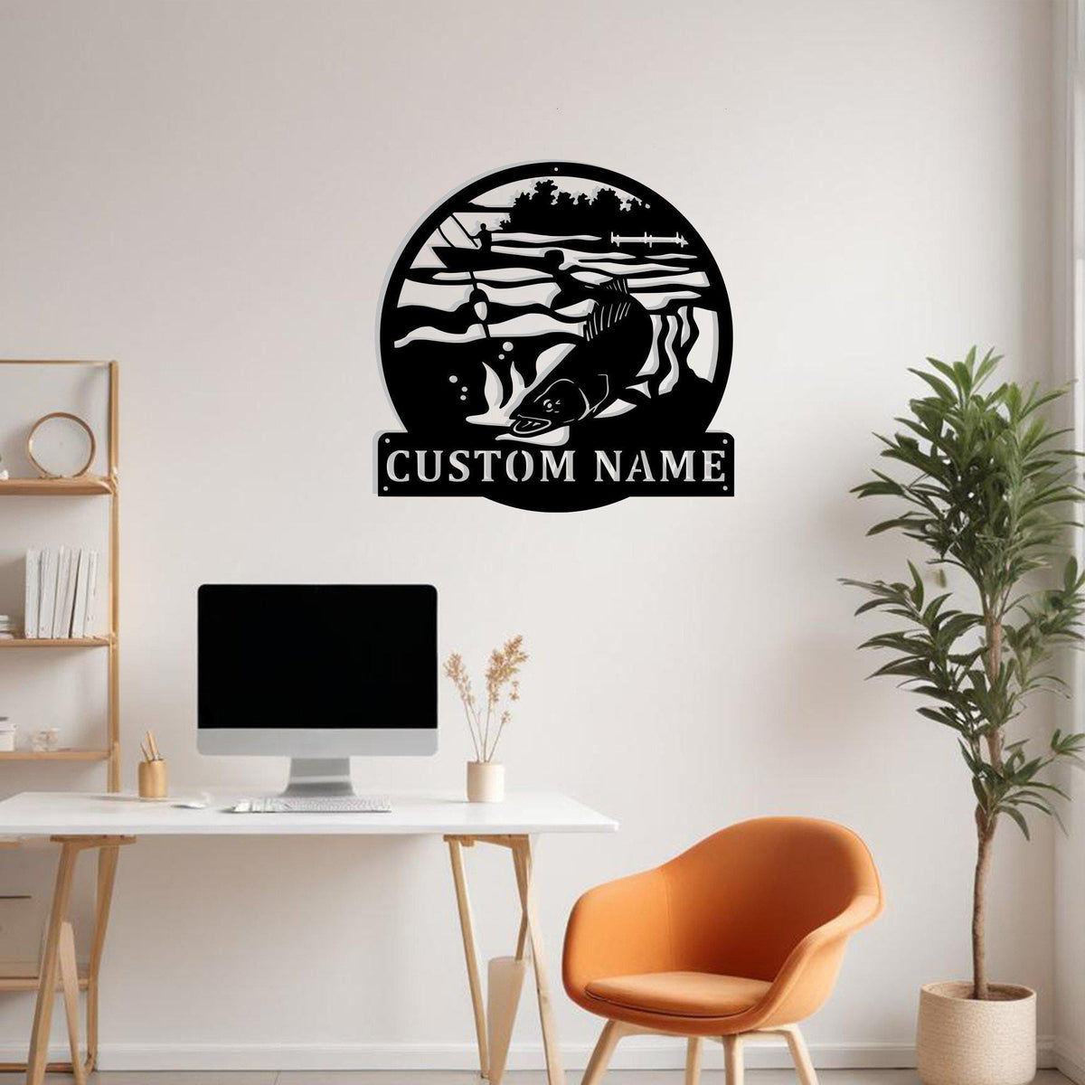 Custom Walleye Fishing Metal Sign Wall Art With Led Light Personalized Walleye Fisher Name Sign Decoration For Room Fish Metal Led Wall Decor