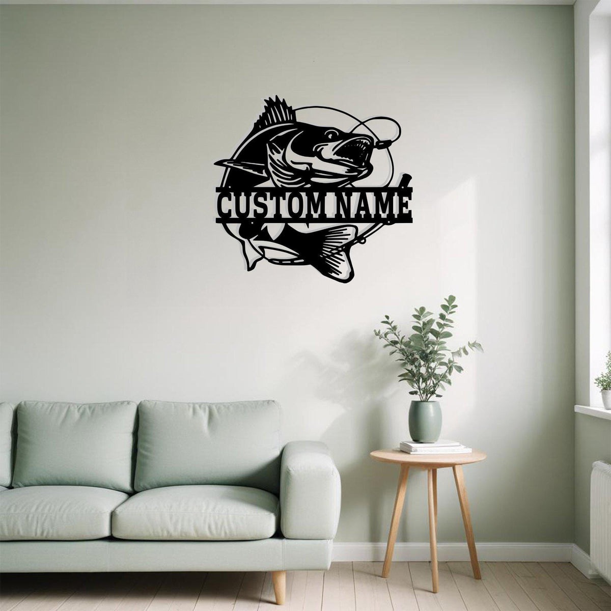 Custom Walleye Fishing Metal Sign Wall Art With Led Light Personalized Walleye Fish Name Sign Decoration For Room Fish Metal Led Wall Decor