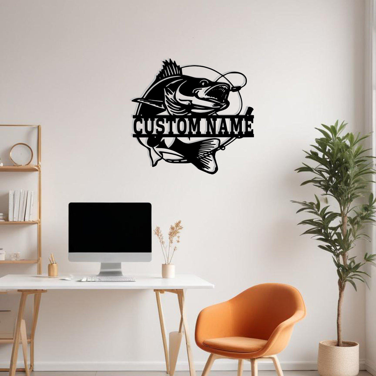 Custom Walleye Fishing Metal Sign Wall Art With Led Light Personalized Walleye Fish Name Sign Decoration For Room Fish Metal Led Wall Decor
