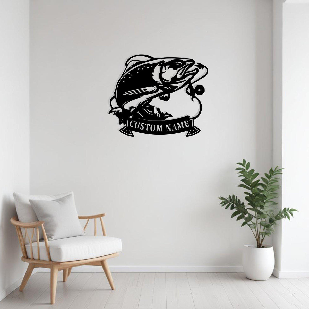 Custom Trout Fishing Metal Sign Wall Art With Led Light Personalized Trout Fish Name Sign Decoration For Room Fish Metal Led Wall Decor