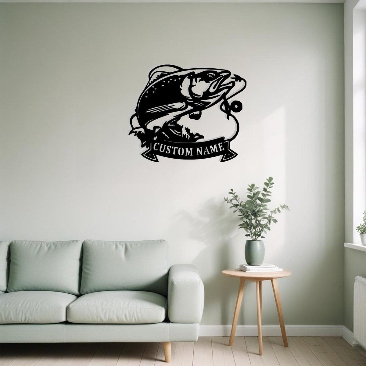 Custom Trout Fishing Metal Sign Wall Art With Led Light Personalized Trout Fish Name Sign Decoration For Room Fish Metal Led Wall Decor