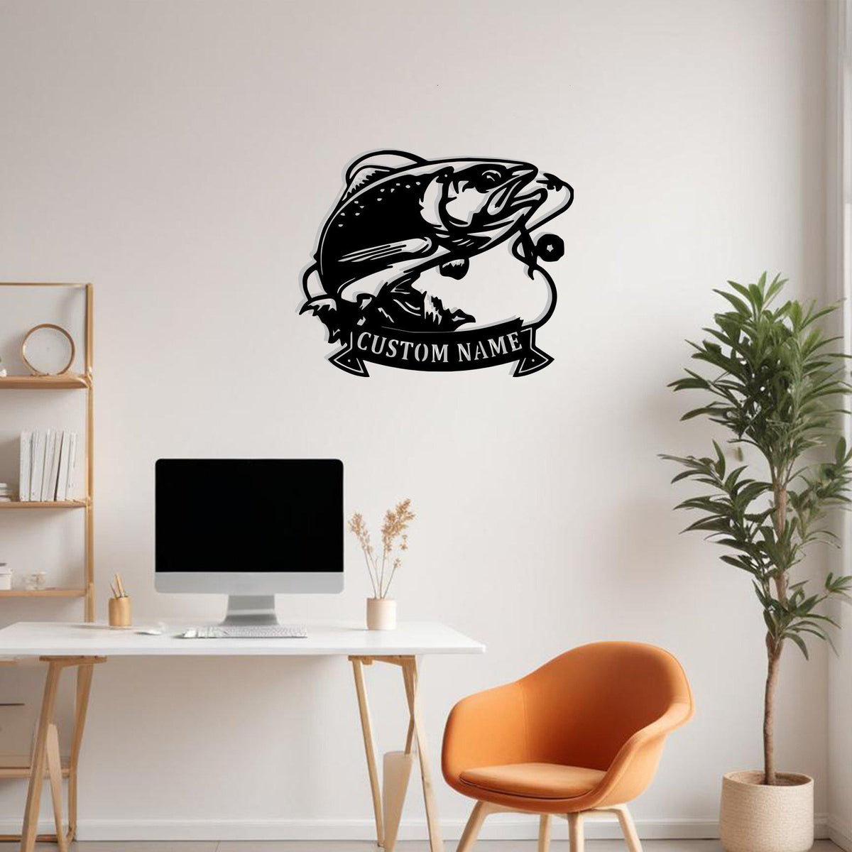 Custom Trout Fishing Metal Sign Wall Art With Led Light Personalized Trout Fish Name Sign Decoration For Room Fish Metal Led Wall Decor