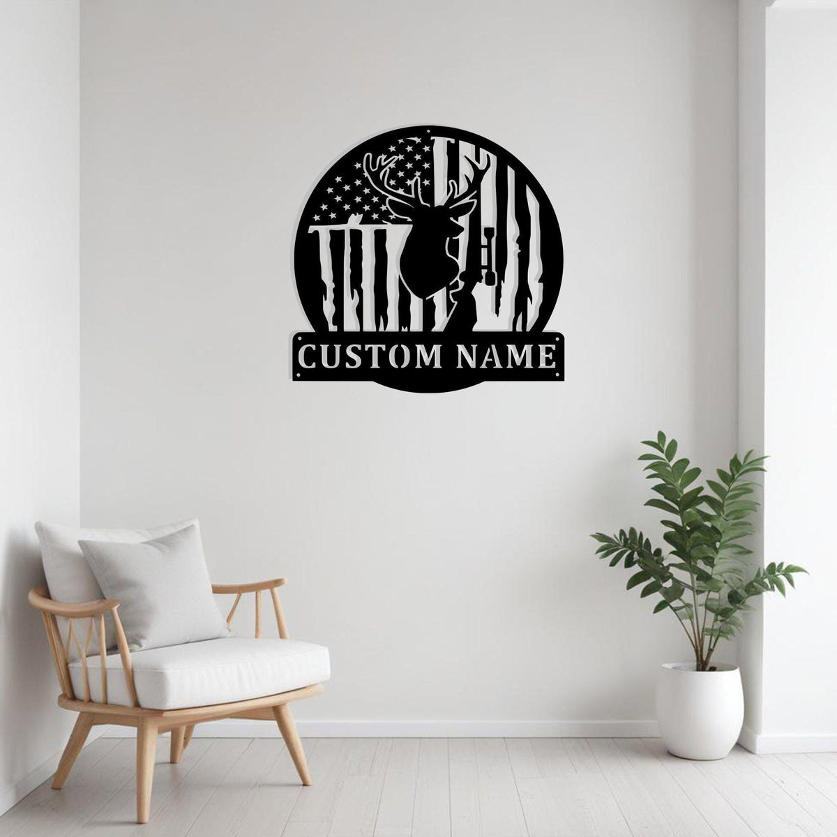 Custom Us Flag Deer Hunting Metal Sign Wall Art With Led Light Personalized Deer Hunter Name Sign Decoration For Room Hunting Led Wall Decor