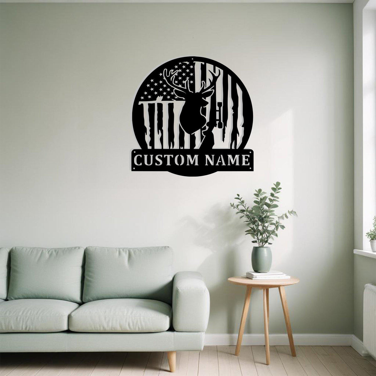 Custom Us Flag Deer Hunting Metal Sign Wall Art With Led Light Personalized Deer Hunter Name Sign Decoration For Room Hunting Led Wall Decor