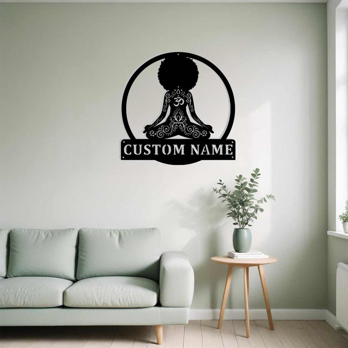 Custom Yoga Black Girl Metal Sign Wall Art With Led Light Personalized Yoga Name Sign Decoration For Room Yoga Girl Metal Led Wall Decor