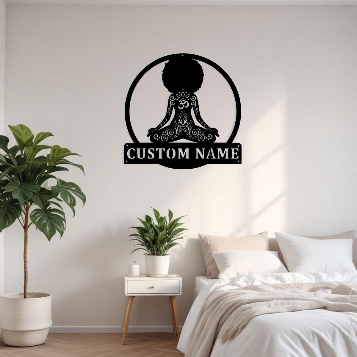 Custom Yoga Black Girl Metal Sign Wall Art With Led Light Personalized Yoga Name Sign Decoration For Room Yoga Girl Metal Led Wall Decor