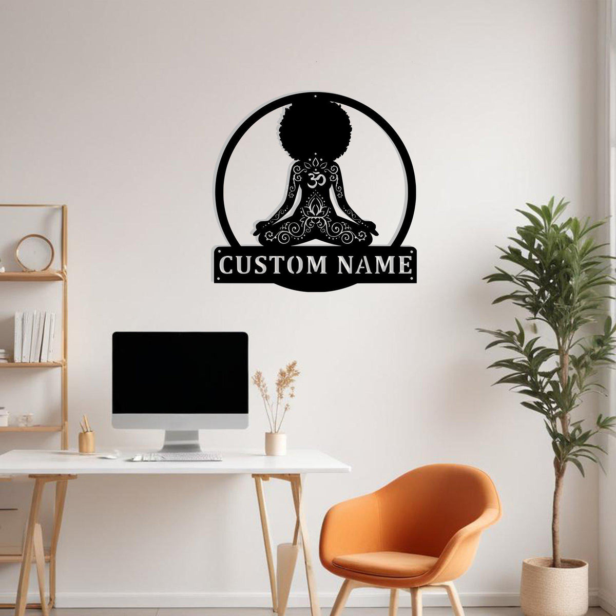 Custom Yoga Black Girl Metal Sign Wall Art With Led Light Personalized Yoga Name Sign Decoration For Room Yoga Girl Metal Led Wall Decor