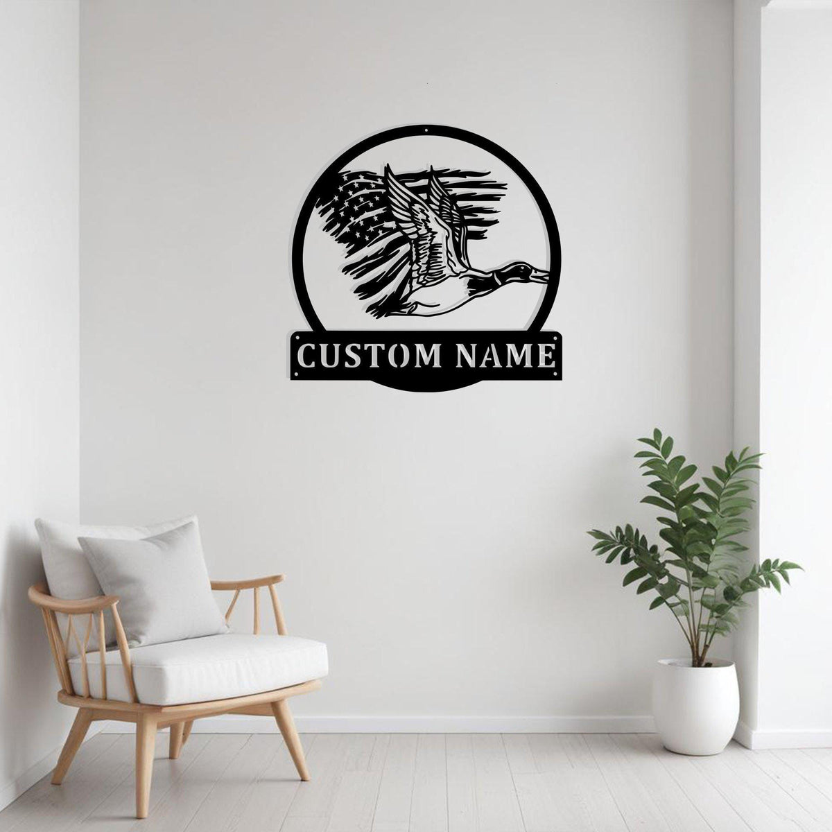 Custom Us Flag Duck Metal Sign Wall Art With Led Light Personalized Duck Hunter Name Sign Decoration For Room Hunting Metal Led Wall Decor