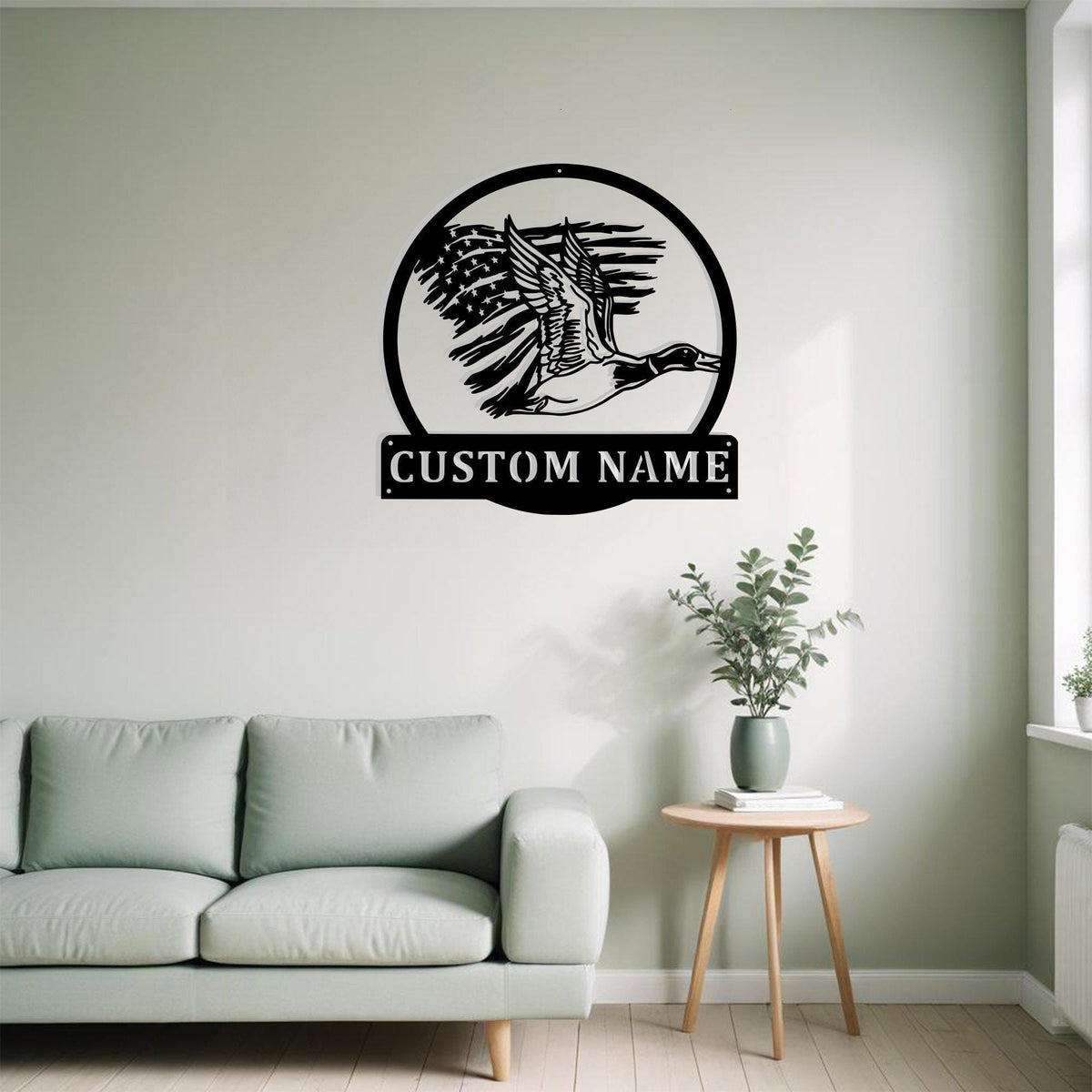 Custom Us Flag Duck Metal Sign Wall Art With Led Light Personalized Duck Hunter Name Sign Decoration For Room Hunting Metal Led Wall Decor