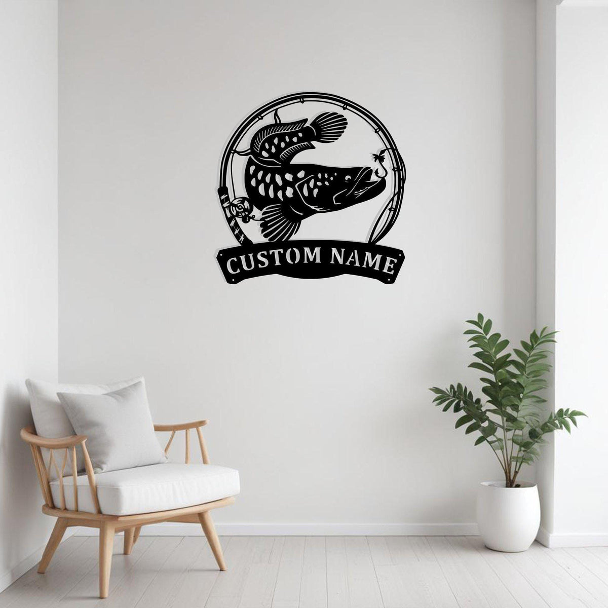 Custom Snakehead Fish Metal Sign Wall Art With Led Light Personalized Snakehead Fish Name Sign Decoration For Room Fishing Metal Led Wall Decor