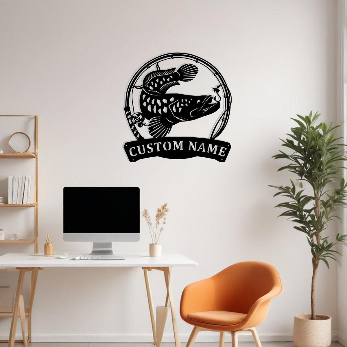 Custom Snakehead Fish Metal Sign Wall Art With Led Light Personalized Snakehead Fish Name Sign Decoration For Room Fishing Metal Led Wall Decor