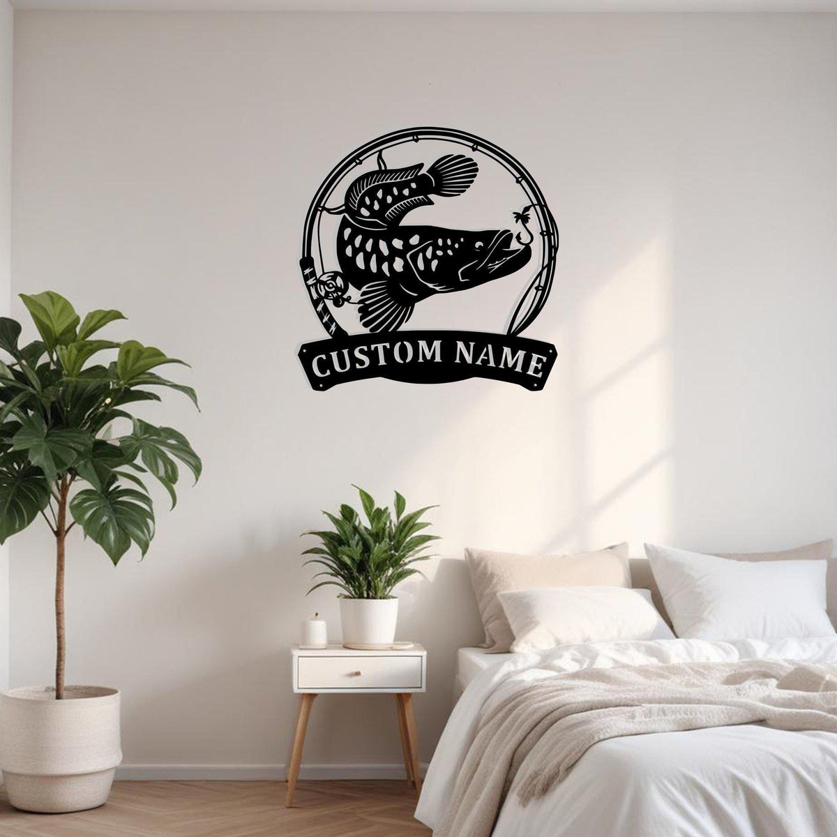 Custom Snakehead Fish Metal Sign Wall Art With Led Light Personalized Snakehead Fish Name Sign Decoration For Room Fishing Metal Led Wall Decor