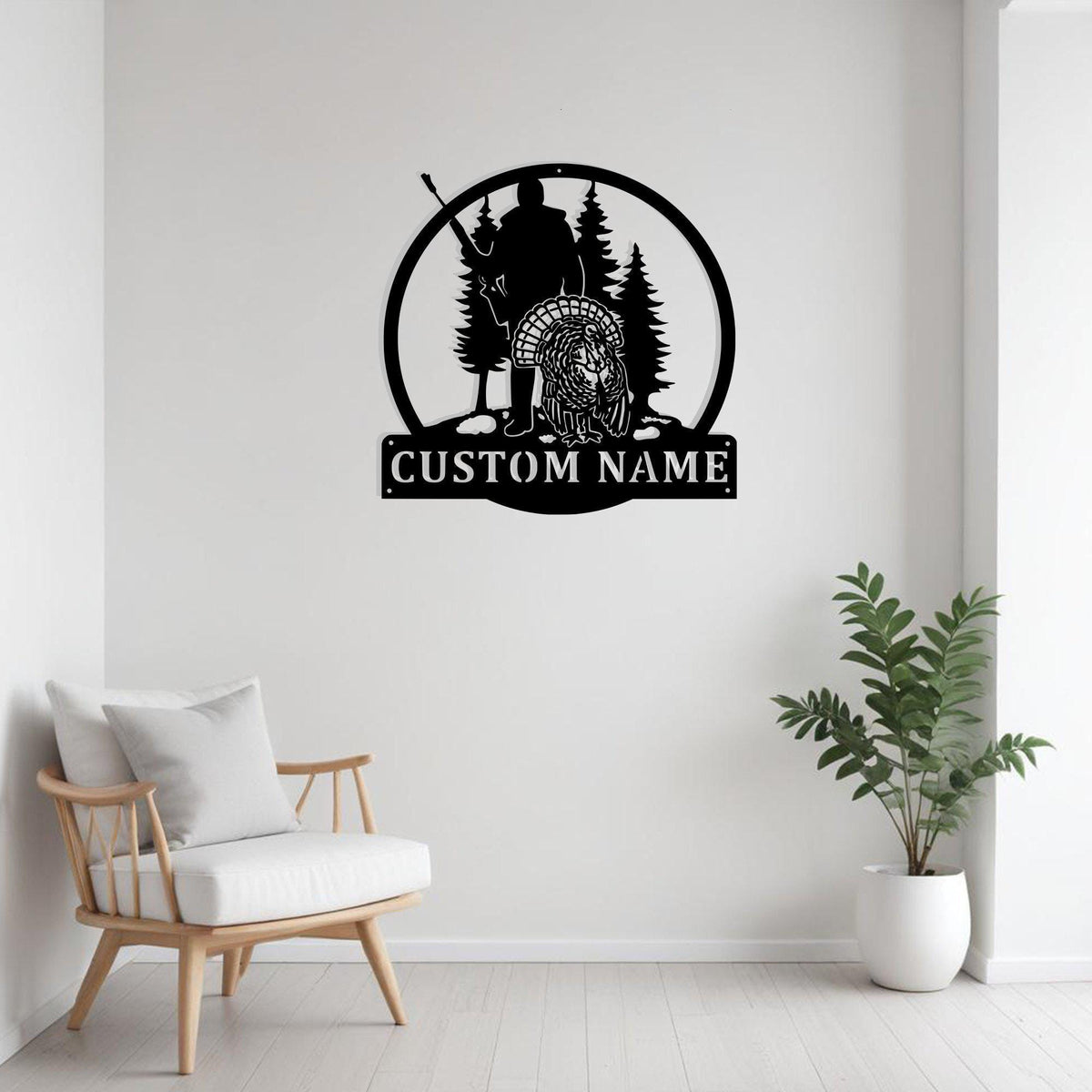 Custom Turkey Hunter Metal Sign Wall Art With Led Light Personalized Turkey Hunter Head Name Sign Decoration For Room Hunting Metal Led Decor