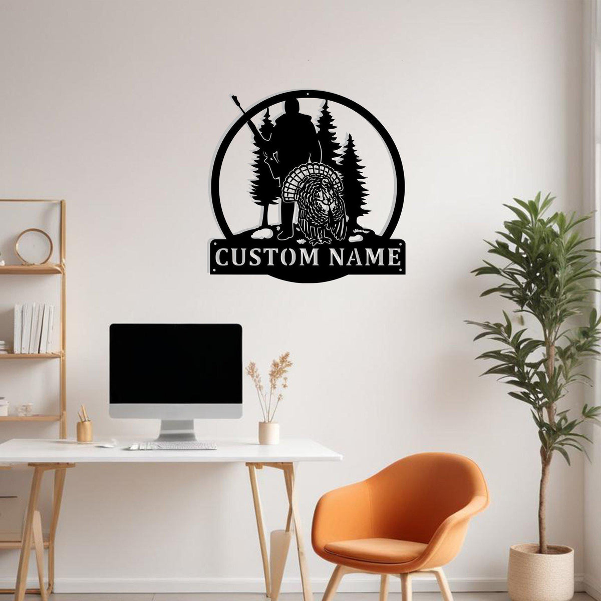 Custom Turkey Hunter Metal Sign Wall Art With Led Light Personalized Turkey Hunter Head Name Sign Decoration For Room Hunting Metal Led Decor